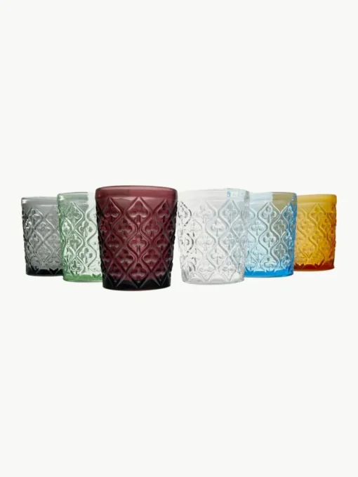 Waterglazen Marrakech met structuurpatroon, set van 6