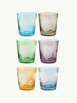 Waterglazen Peony, set van 6