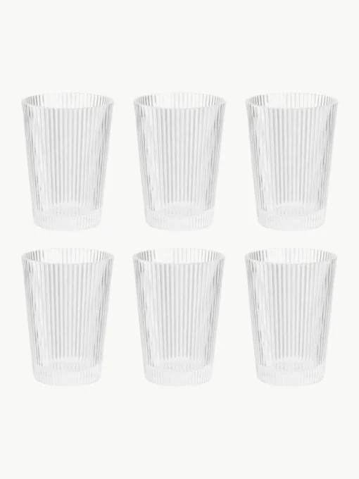 Waterglazen Pilastro met groefreliëf, 6 stuks