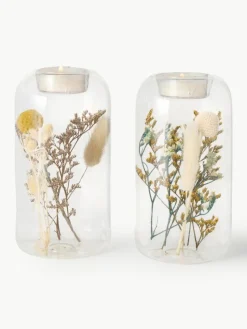 Waxinelichthouder Eleonora met droogbloemen, set van 2