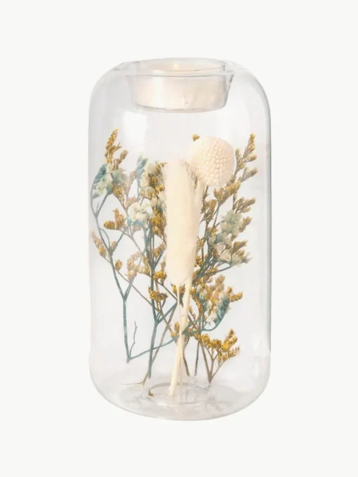 Waxinelichthouder Eleonora met droogbloemen, set van 2