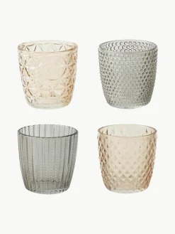 Waxinelichthouder Marilu van glas, set van 4