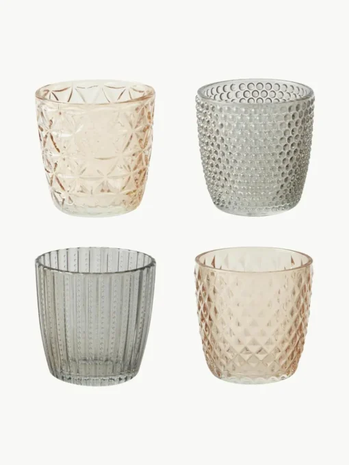Waxinelichthouder Marilu van glas, set van 4
