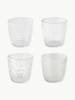 Waxinelichthouder Marilu van glas, set van 4
