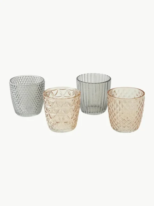 Waxinelichthouder Marilu van glas, set van 4