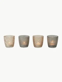 Waxinelichthouder Marilu van glas, set van 4