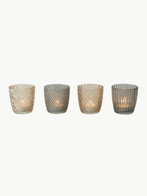 Waxinelichthouder Marilu van glas, set van 4