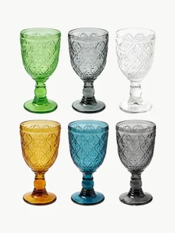 Wijnglazen Marrakech met structuurpatroon, set van 6