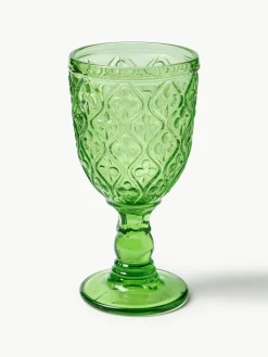 Wijnglazen Marrakech met structuurpatroon, set van 6