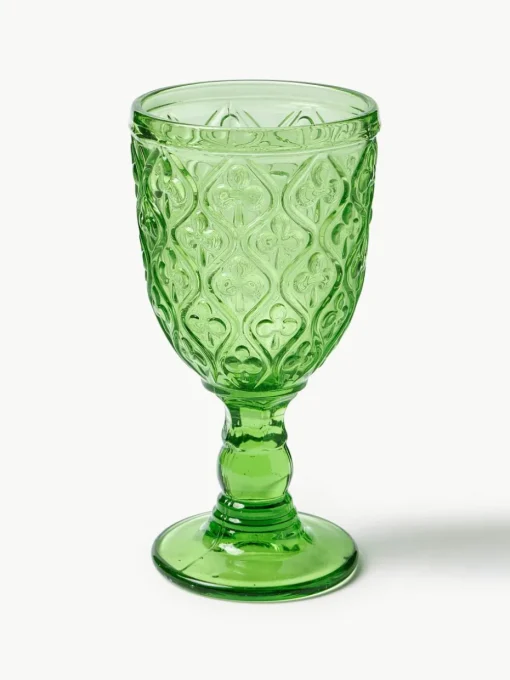 Wijnglazen Marrakech met structuurpatroon, set van 6