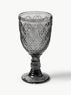 Wijnglazen Marrakech met structuurpatroon, set van 6