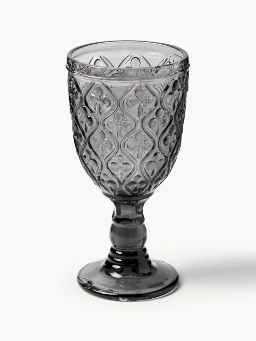 Wijnglazen Marrakech met structuurpatroon, set van 6