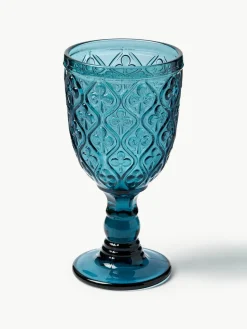 Wijnglazen Marrakech met structuurpatroon, set van 6