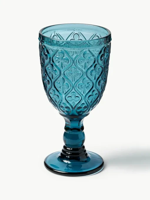 Wijnglazen Marrakech met structuurpatroon, set van 6