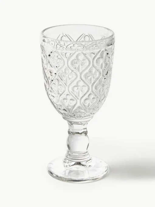 Wijnglazen Marrakech met structuurpatroon, set van 6