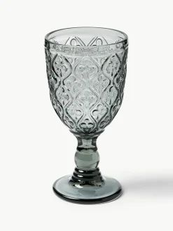 Wijnglazen Marrakech met structuurpatroon, set van 6