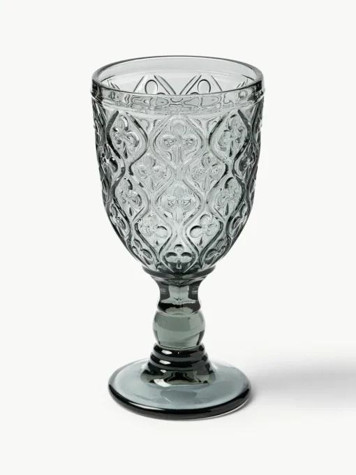 Wijnglazen Marrakech met structuurpatroon, set van 6