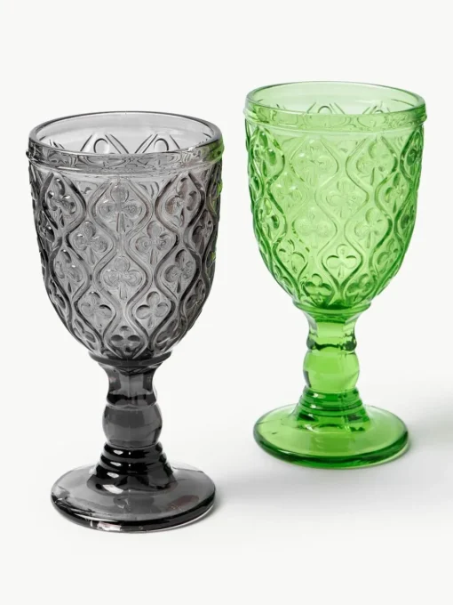 Wijnglazen Marrakech met structuurpatroon, set van 6