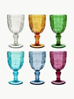 Wijnglazen Syrah met structuurpatroon, set van 6