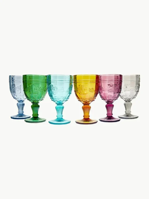 Wijnglazen Syrah met structuurpatroon, set van 6