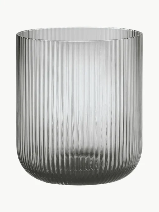 Windlicht Ven met groefreliëf van glas, H 16 cm