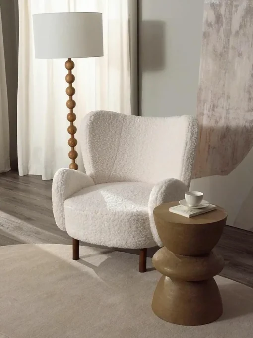 Witte teddy fauteuil Kalia