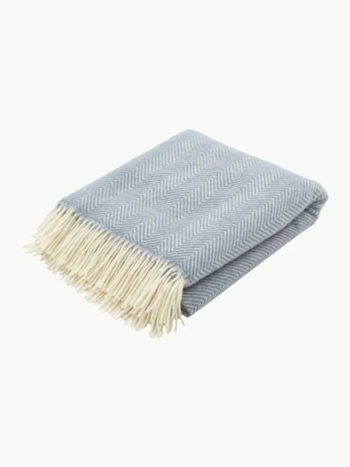 Wollen plaid Tirol met visgraatpatroon en franjes