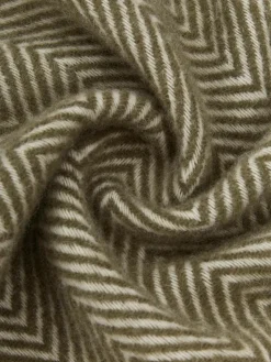 Wollen plaid Tirol met visgraatpatroon en franjes