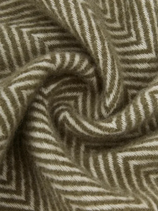 Wollen plaid Tirol met visgraatpatroon en franjes