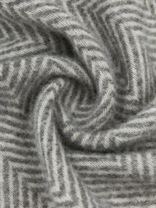 Wollen plaid Tirol met visgraatpatroon en franjes
