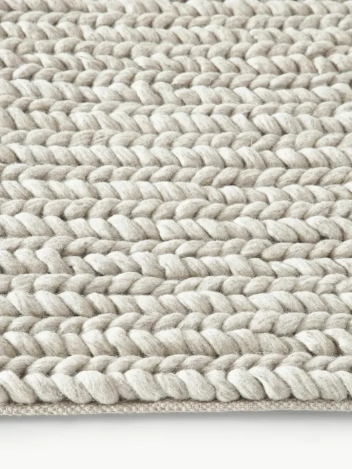 Wollen vloerkleed Bruna met gevlochten structuur
