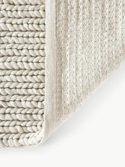 Wollen vloerkleed Bruna met gevlochten structuur