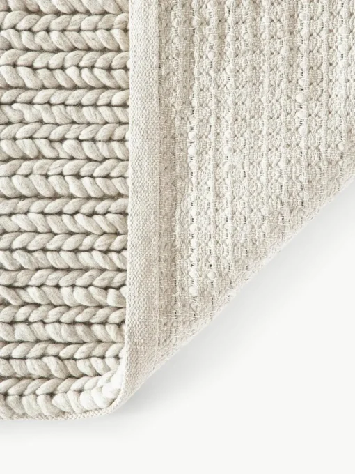 Wollen vloerkleed Bruna met gevlochten structuur