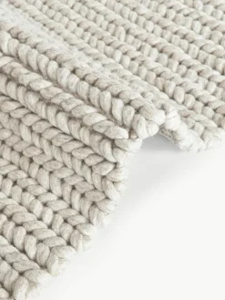 Wollen vloerkleed Bruna met gevlochten structuur