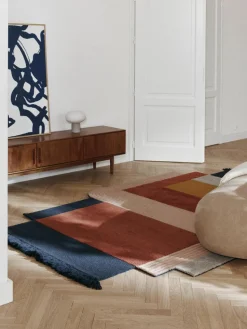 Wollen vloerkleed Milla met franjes