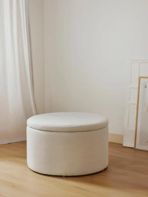 XL beklede poef Alida met opbergruimte