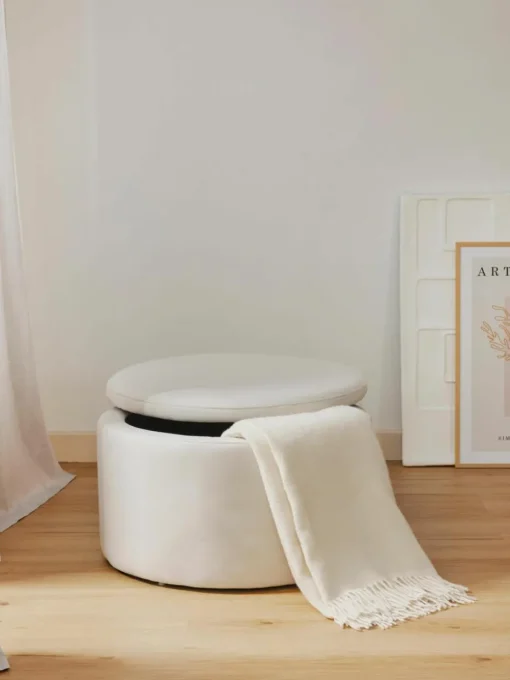XL beklede poef Alida met opbergruimte