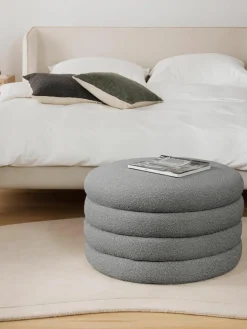 XL bouclé poef Alto met opbergruimte
