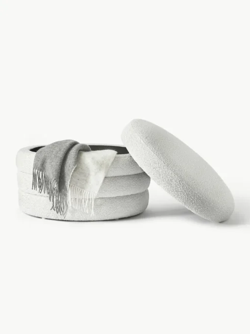 XL bouclé poef Alto met opbergruimte