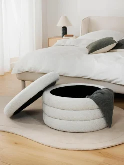 XL bouclé poef Alto met opbergruimte