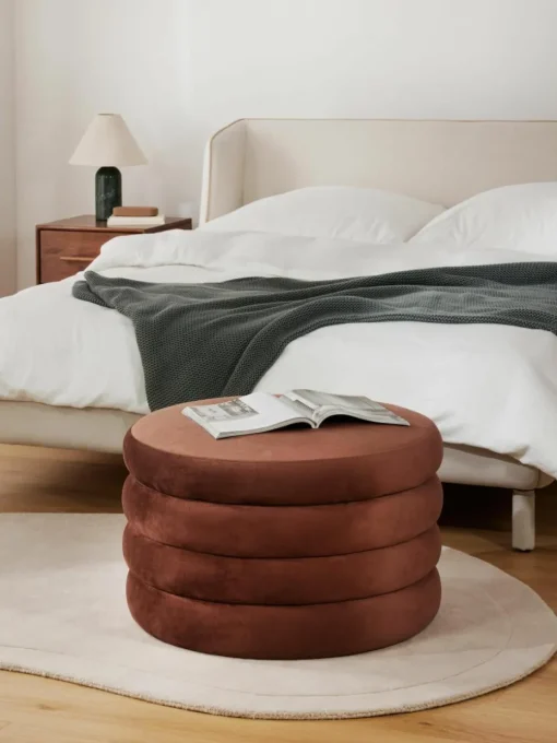 XL fluwelen poef Alto met opbergruimte