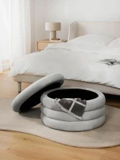 XL fluwelen poef Alto met opbergruimte