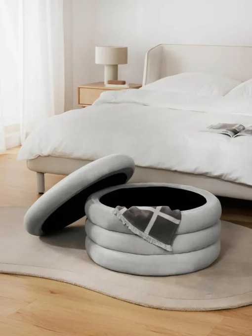 XL fluwelen poef Alto met opbergruimte
