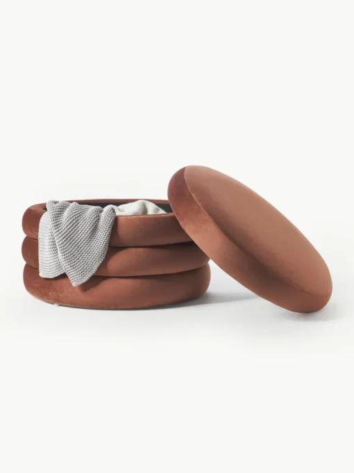 XL fluwelen poef Alto met opbergruimte