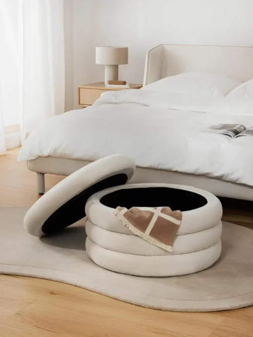 XL fluwelen poef Alto met opbergruimte