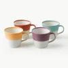 XL kopjes Brights van porselein, set van 4