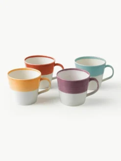 XL kopjes Brights van porselein, set van 4