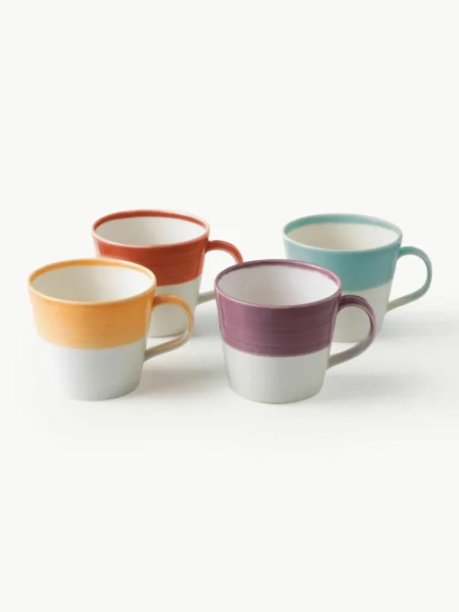 XL kopjes Brights van porselein, set van 4