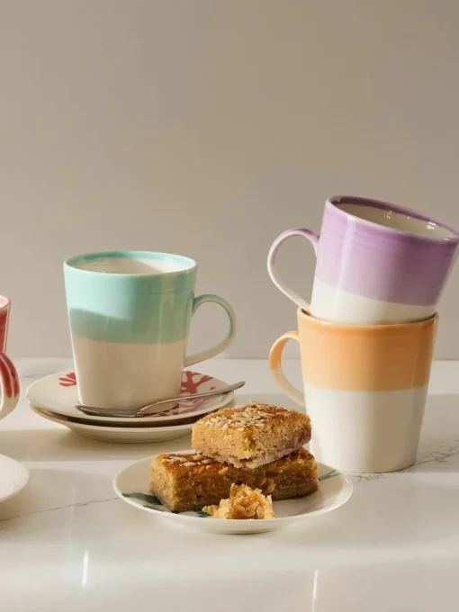 XL kopjes Brights van porselein, set van 4