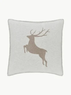 Zachte fleece kussenhoes Sylt met hertenmotief